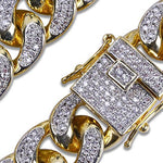 ICED OUT 18K GOLD ORIGINAL CUBAN LINK CHAIN 14MM NECKLACE DIAMOND BUSTDOWN LOCKING CLASP