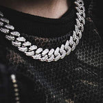 ICED OUT 18K WHITE GOLD ORIGINAL CUBAN LINK CHAIN 14MM NECKLACE DIAMOND BUSTDOWN LOCKING CLASP