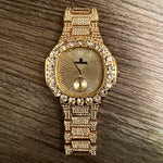 THE NAUTICAL KING 44MM // 18K GOLD SOLITAIRE DIAMOND BEZEL ICED OUT OVAL BUST DOWN LUXURY WATCH