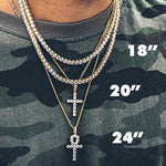 ICED OUT 18K WHITE GOLD CROSS PENDANT CUBAN LINK CHAIN NECKLACE