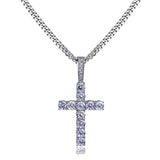 ICED OUT 18K WHITE GOLD CROSS PENDANT CUBAN LINK CHAIN NECKLACE