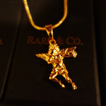 GOLD SMALL DEFENDER ANGEL PENDANT NECKLACE