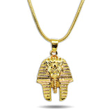 GOLD MICRO EGYPTIAN PHARAOH HEAD PENDANT NECKLACE