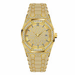 THE ROYAL LUXOR 41MM // FULLY ICED OUT BUST DOWN TIME+DATE GOLD HEXAGON WATCH