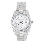 THE GRAND DIAMOND 41MM // WHITE GOLD FULLY ICED OUT BUST DOWN SILVER DIAL BIG FACE LUXURY WATCH