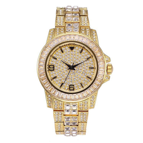 THE VSOP 40MM // GOLD DIAMOND BAGUETTES BUST DOWN ICED OUT WATCH