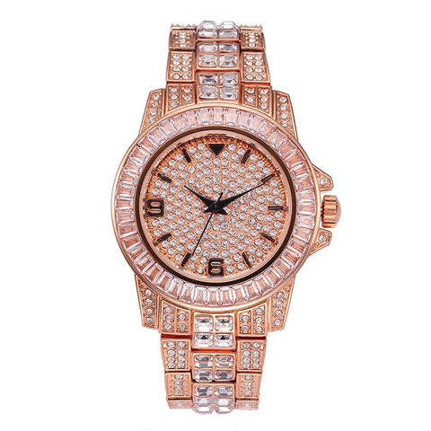 THE VSOP 40MM // ROSE GOLD DIAMOND BAGUETTES BUST DOWN ICED OUT WATCH