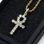 ICED OUT GOLD EGYPTIAN ANKH PENDANT NECKLACE