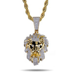 ICED OUT GOLD LION HEAD PENDANT NECKLACE