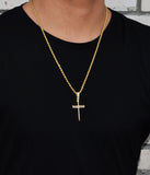 ICED OUT GOLD DIAMOND NAIL CROSS PENDANT NECKLACE
