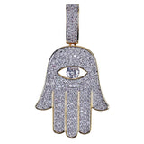 ICED OUT GOLD HAMSA HAND PENDANT NECKLACE