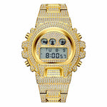 THE GLACIER SPORT // 18K GOLD ICED OUT BUST DOWN METAL BAND LUXURY DIGITAL WATCH