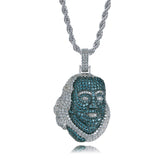ICED OUT BLUEFACE BENJAMIN HUNDRED PENDANT NECKLACE